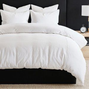 Pottery Barn  Full/Queen Organic Duvet Cover, Textured White Cotton Casual